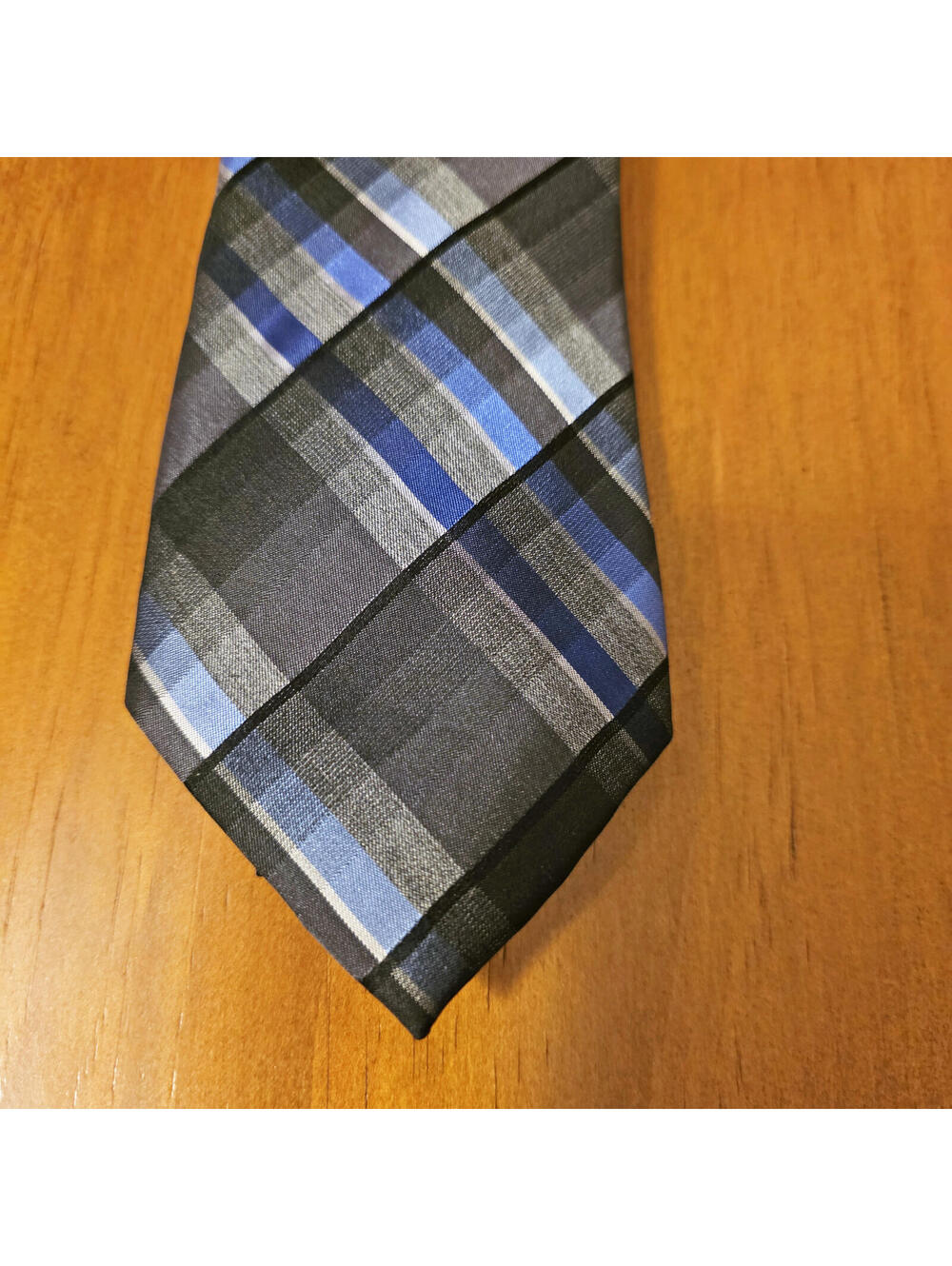 Blue Plaid Mens Tie 100% Silk Ersatz Luxury 3Wx58L Madison